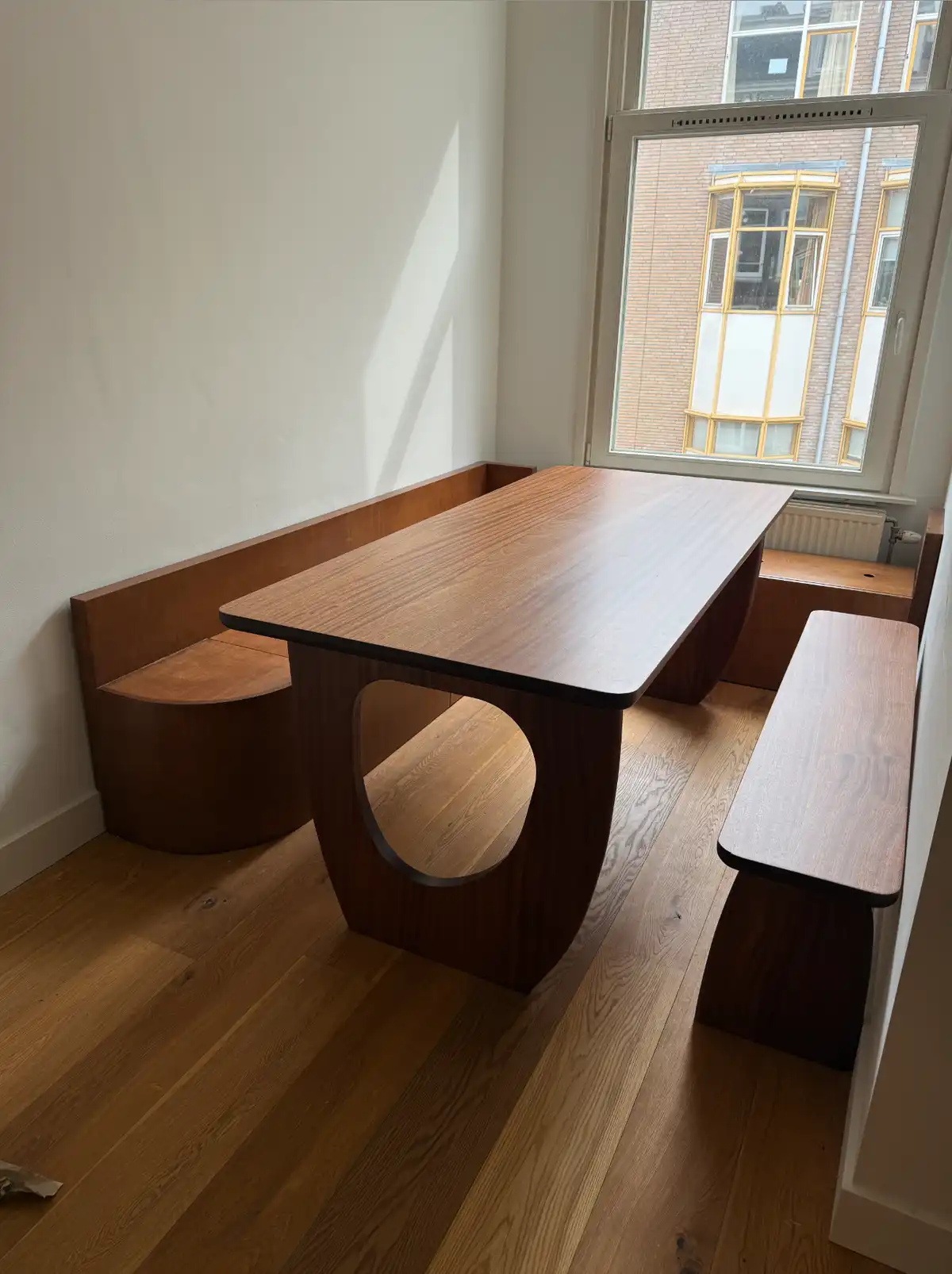 Corner bench with table