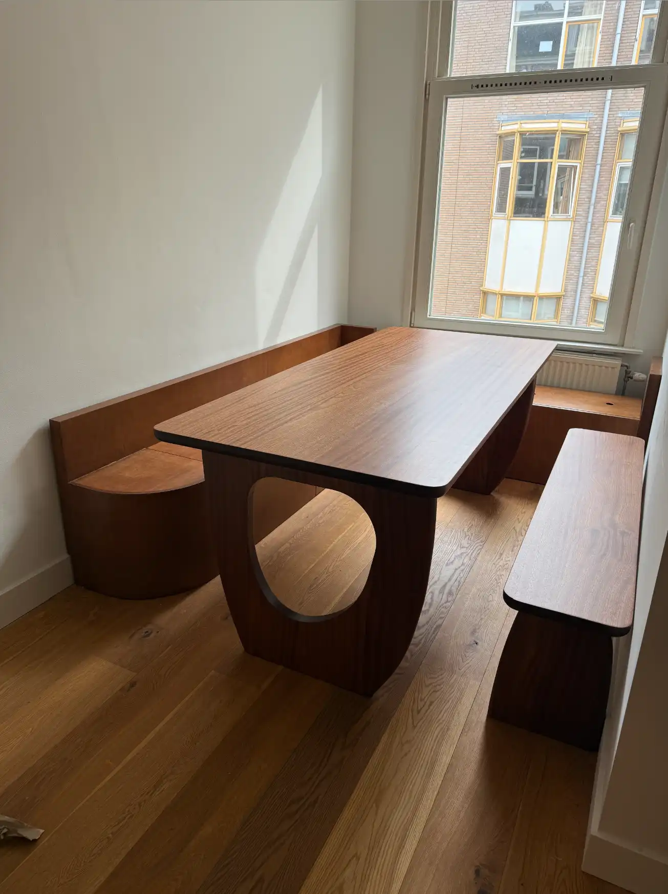 Corner bench with table
